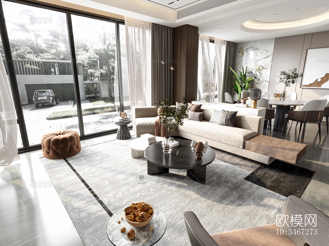 现代大平层效果图下载（渲染图13）