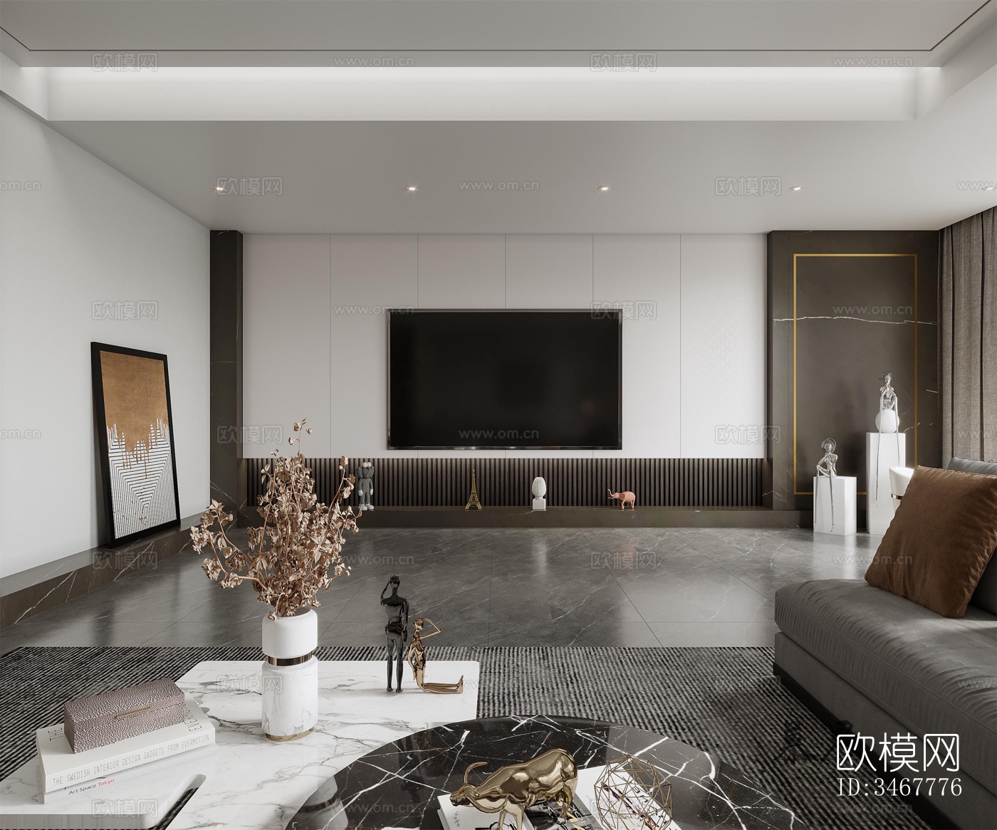 现代大平层效果图下载（渲染图4）