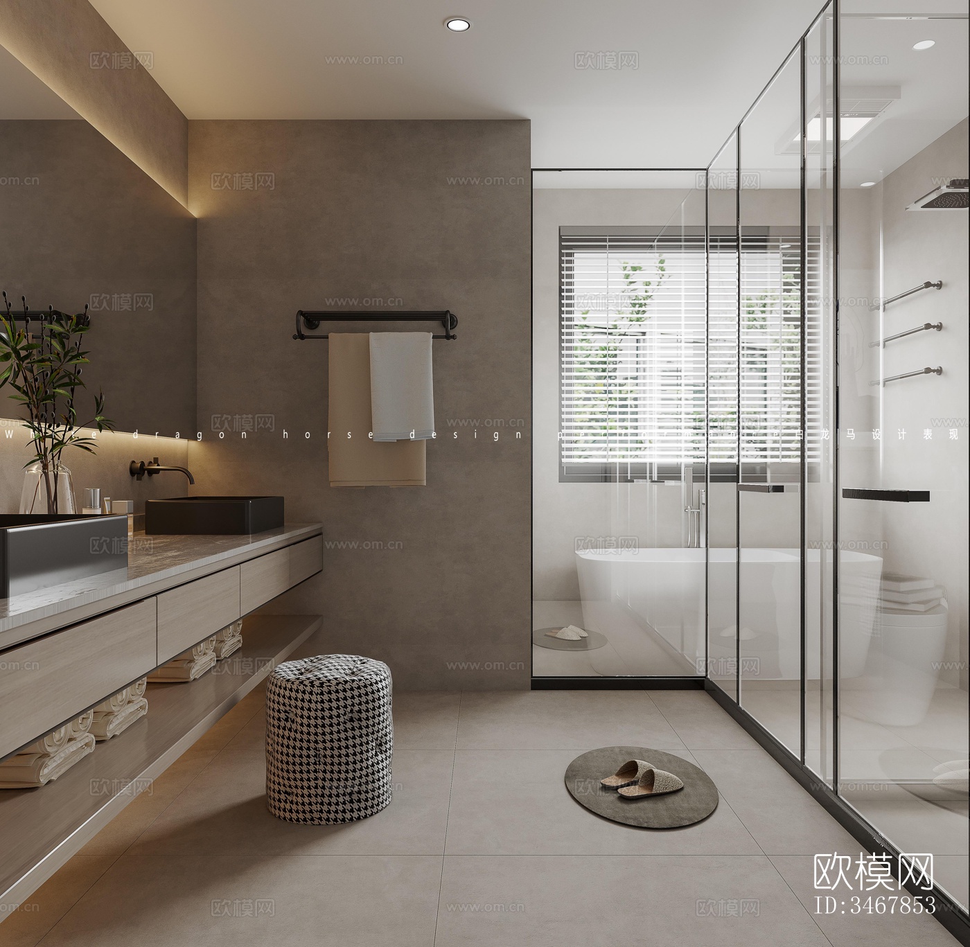 现代大平层效果图下载（渲染图9）