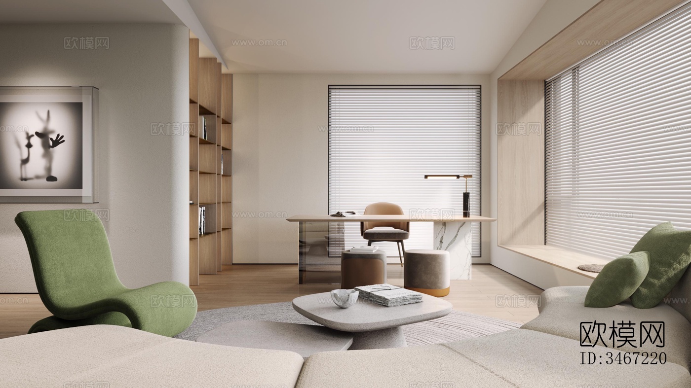 现代大平层效果图下载（渲染图15）