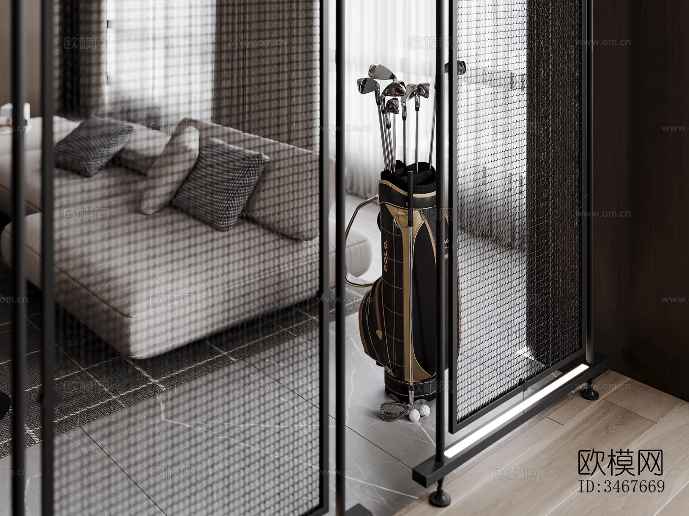 现代大平层效果图下载（渲染图1）