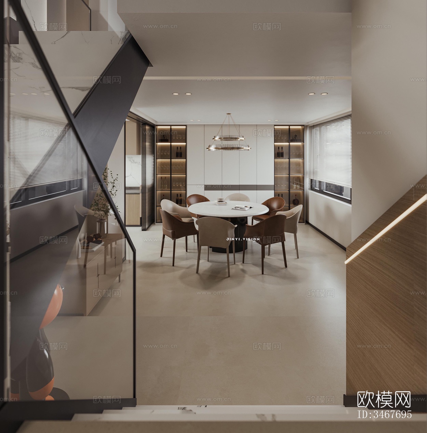 现代大平层效果图下载（渲染图4）