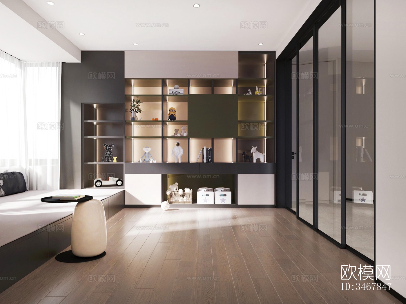 现代大平层效果图下载（渲染图7）