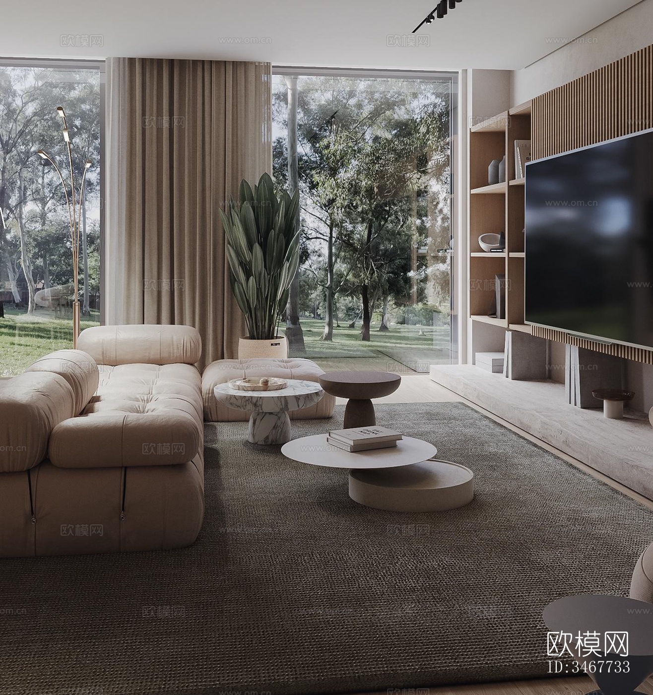 现代大平层效果图下载（渲染图12）