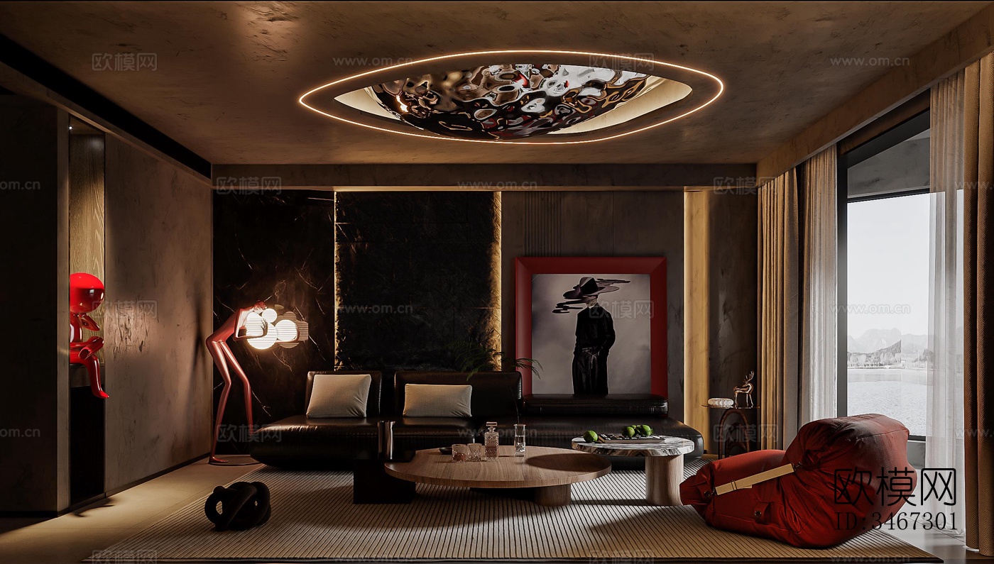 现代大平层效果图下载（渲染图14）