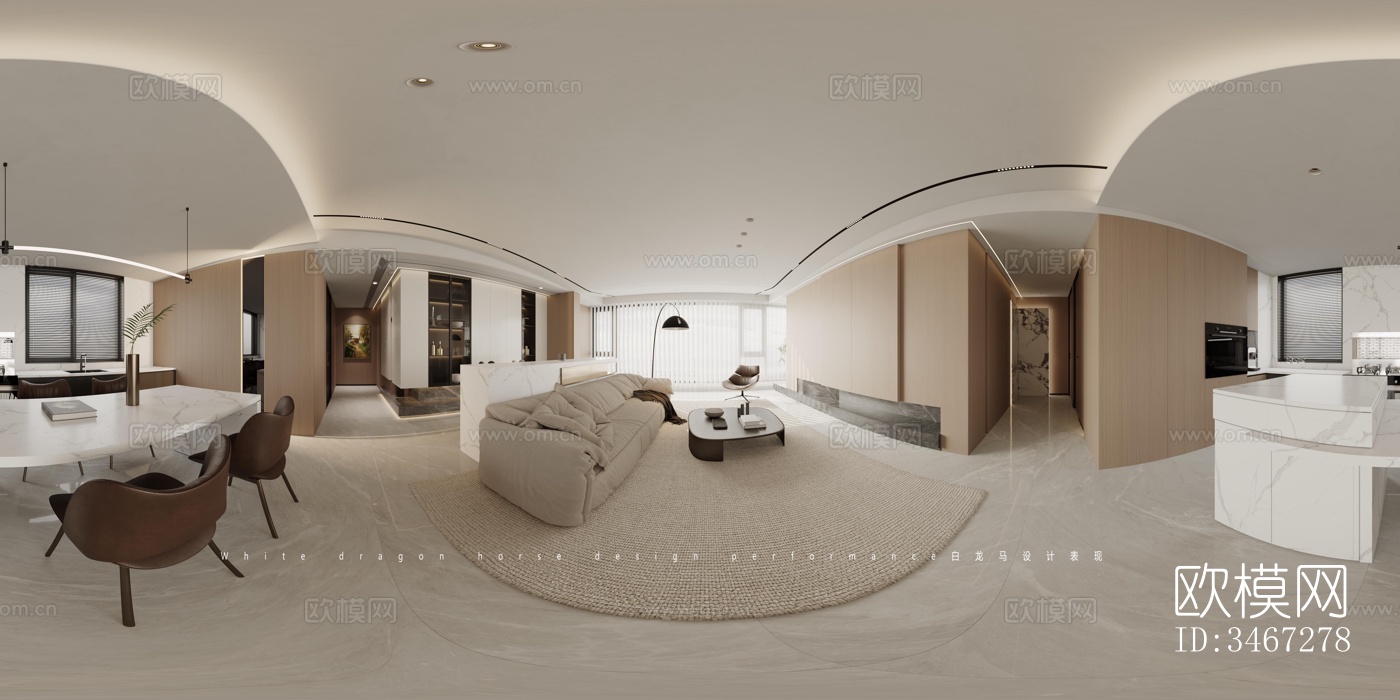 现代大平层效果图下载（渲染图6）