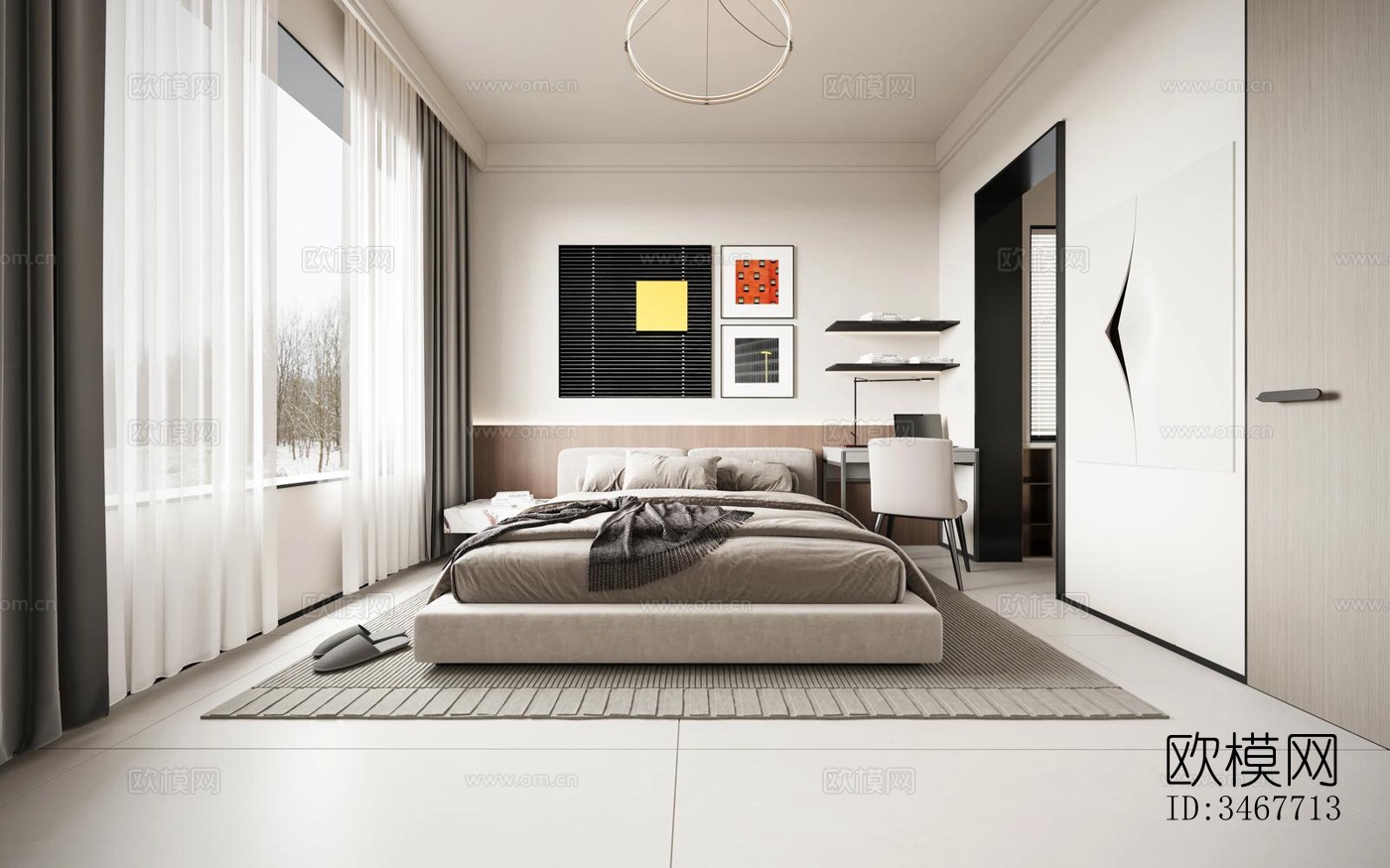 现代大平层效果图下载（渲染图8）