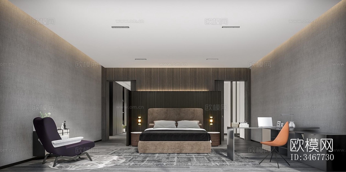 现代大平层效果图下载（渲染图4）