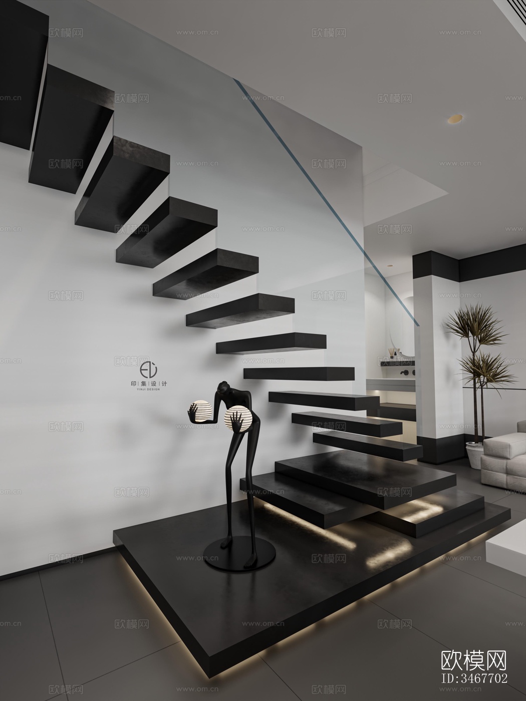 现代大平层效果图下载（渲染图18）