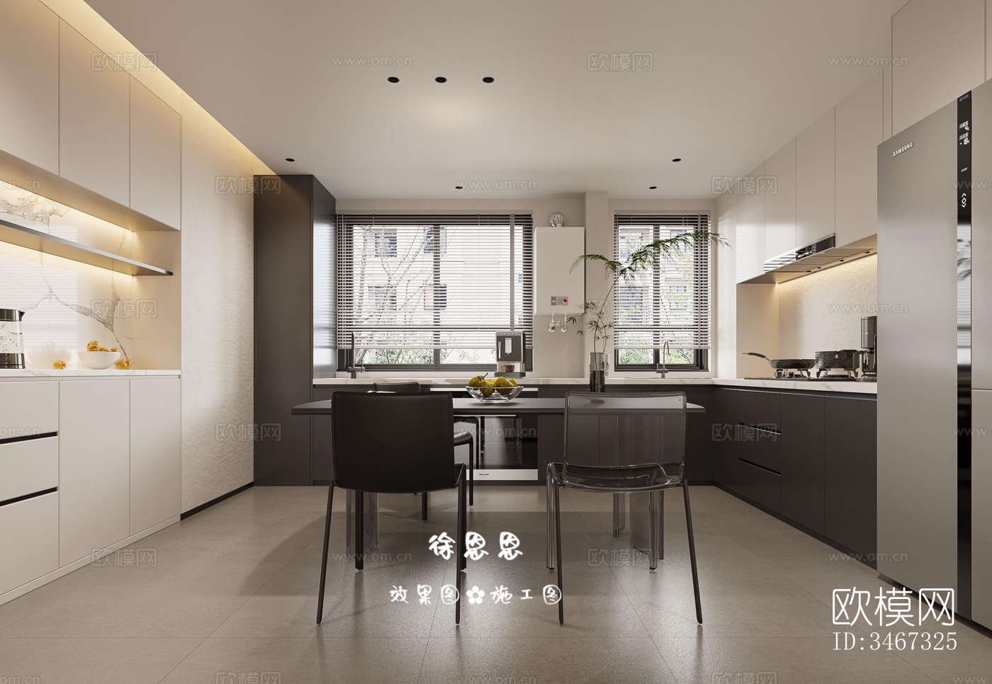 现代大平层效果图下载（渲染图4）