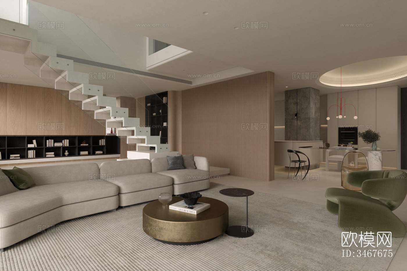 现代大平层效果图下载（渲染图20）