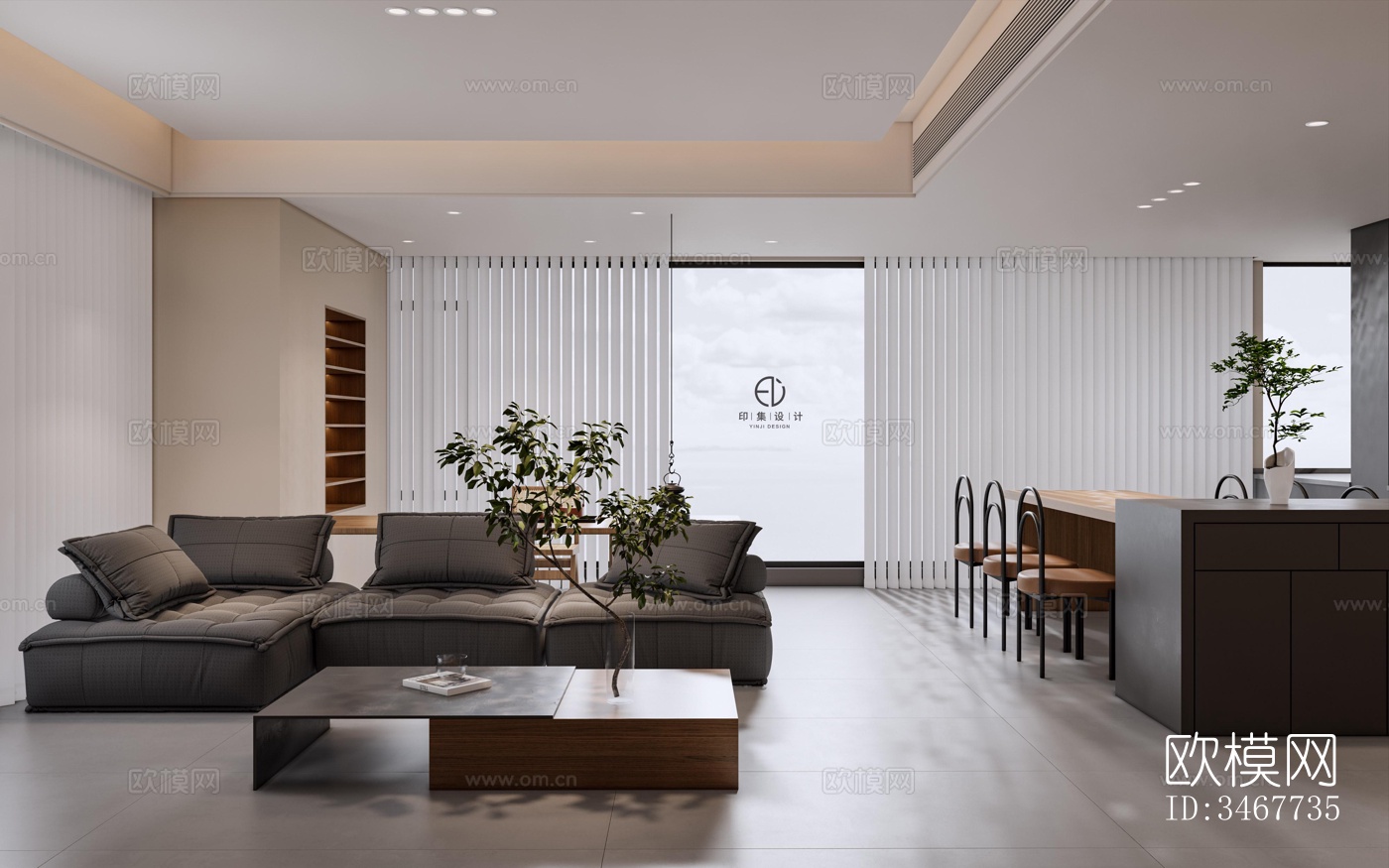 现代大平层效果图下载（渲染图17）