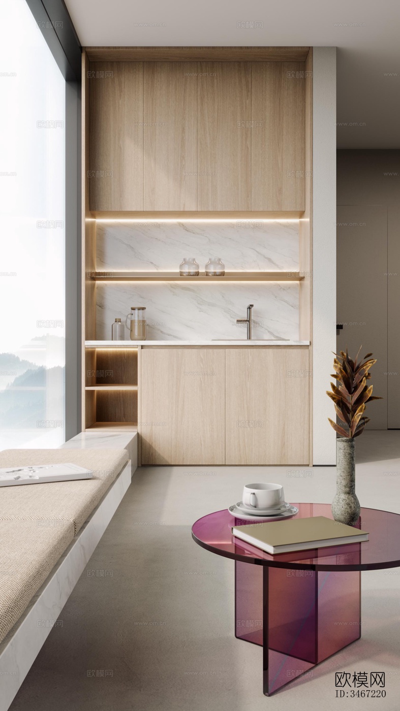 现代大平层效果图下载（渲染图3）