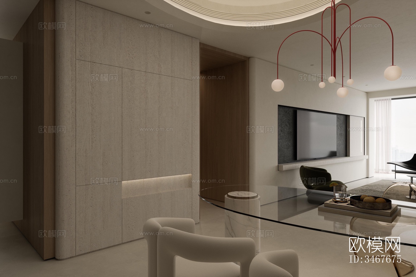 现代大平层效果图下载（渲染图9）