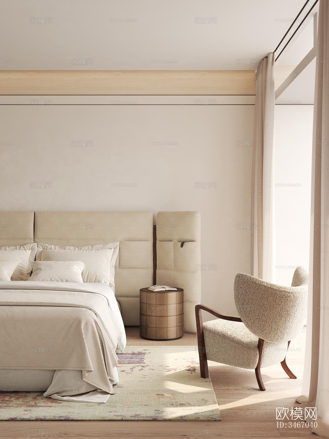 现代卧室效果图下载（渲染图1）