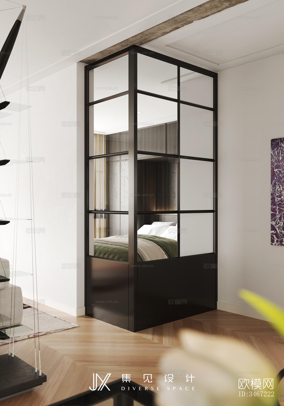 现代大平层效果图下载（渲染图4）