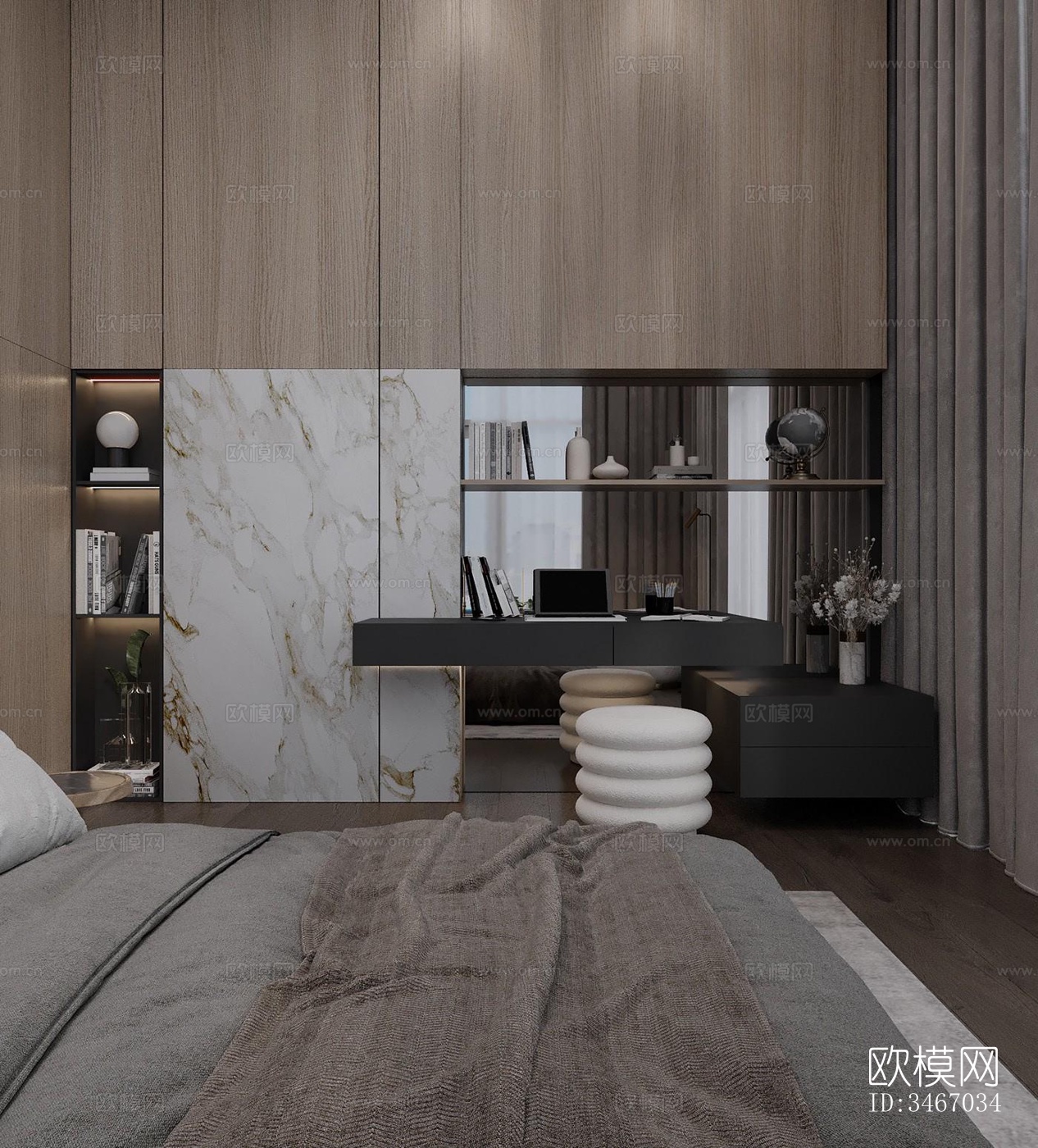 现代卧室效果图下载（渲染图5）