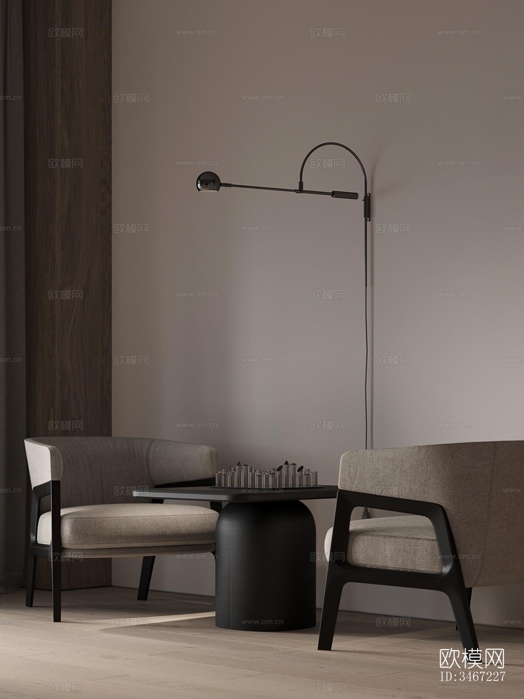 现代大平层效果图下载（渲染图7）