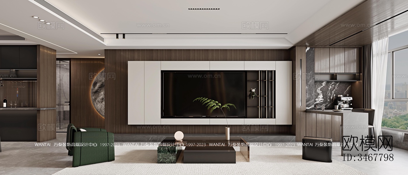 现代大平层效果图下载（渲染图2）