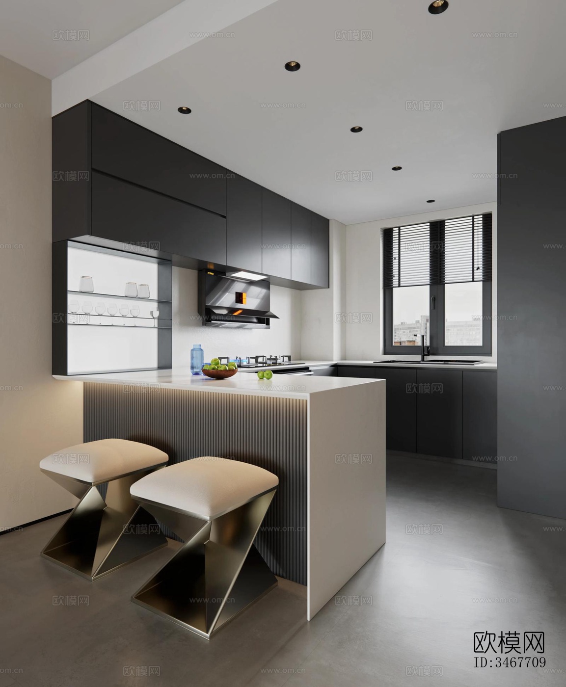 现代大平层效果图下载（渲染图6）