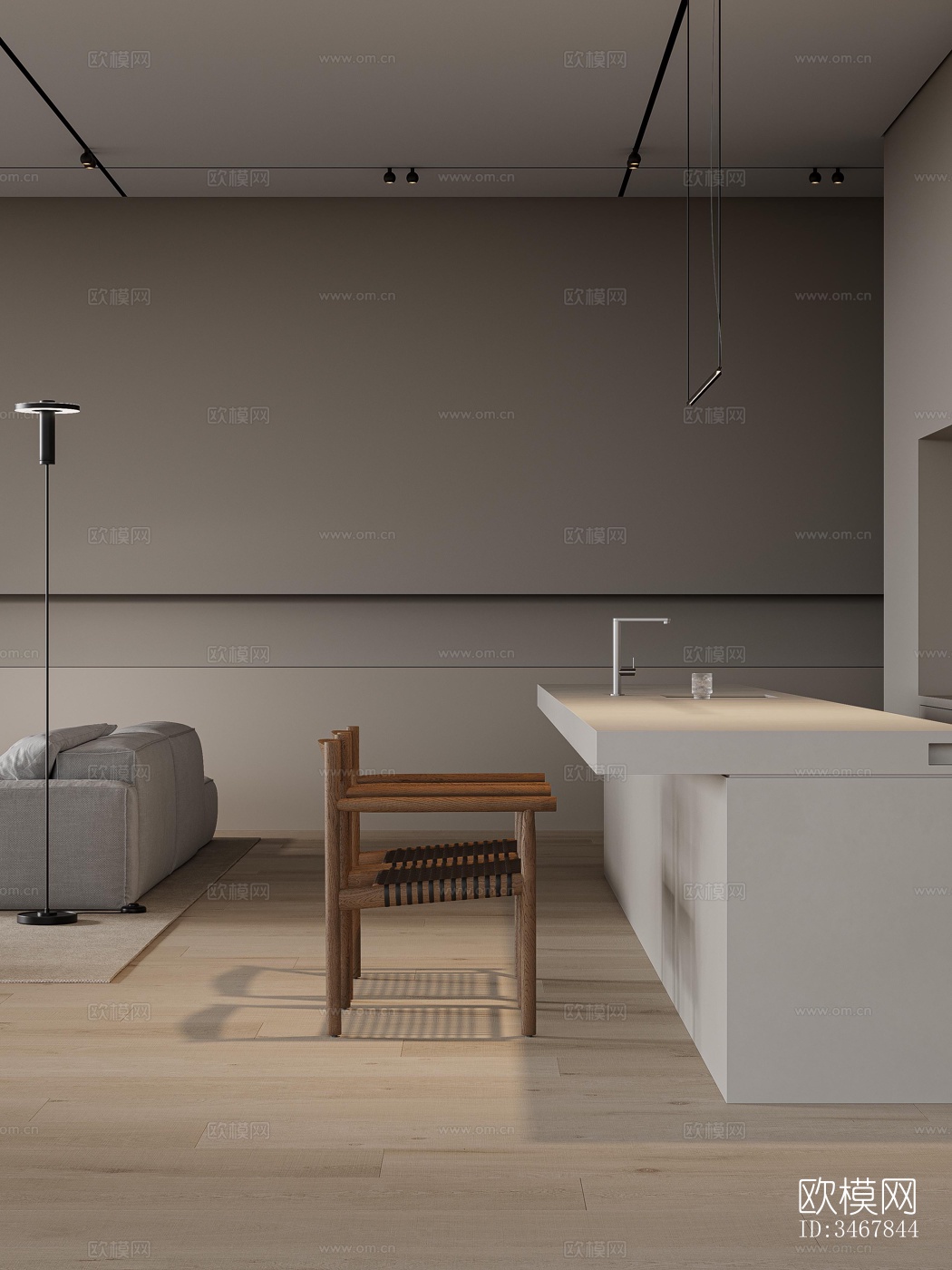 现代大平层效果图下载（渲染图9）