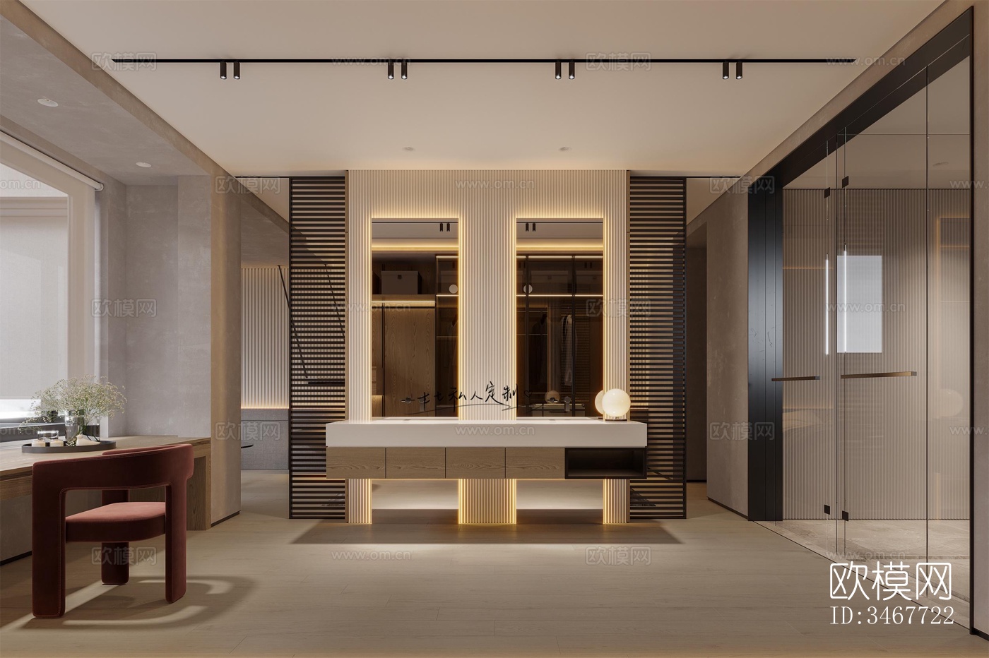 现代大平层效果图下载（渲染图6）