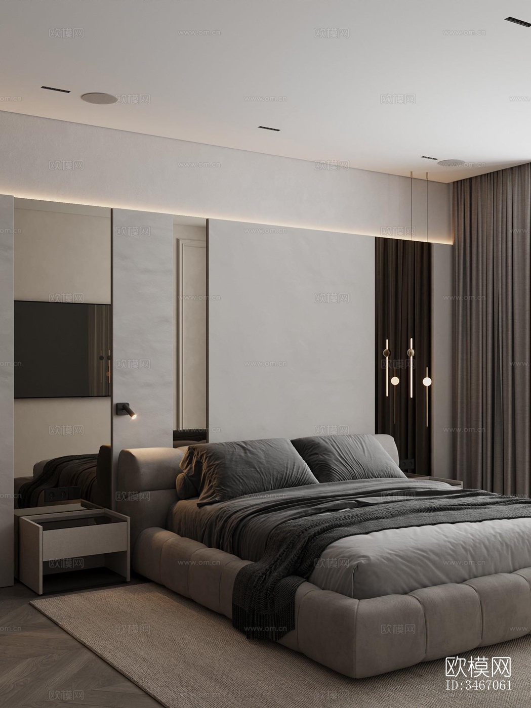 现代卧室效果图下载（渲染图2）