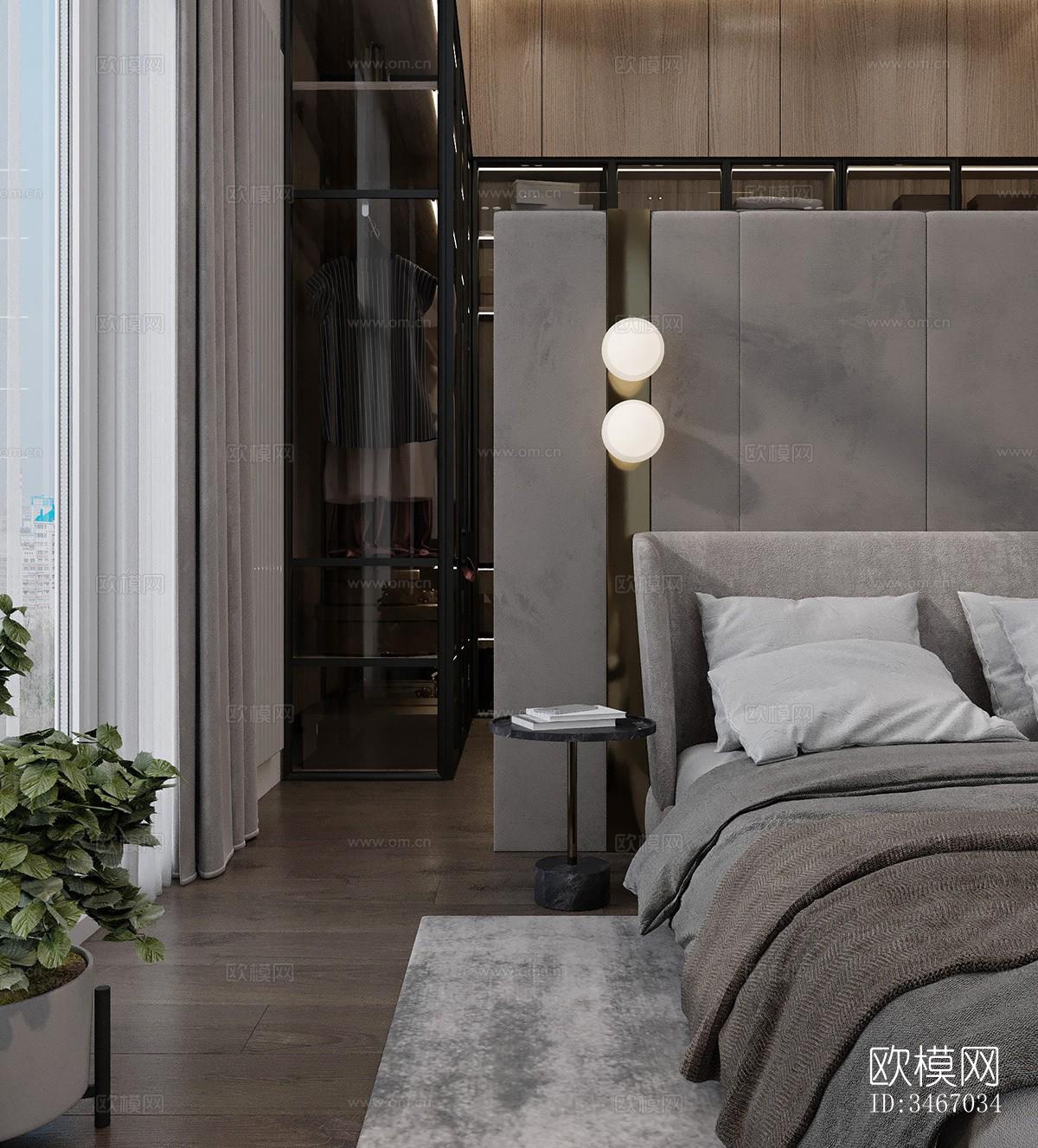 现代卧室效果图下载（渲染图4）
