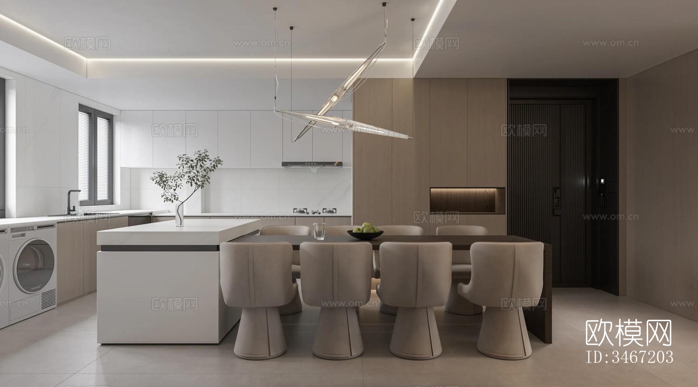 现代大平层效果图下载（渲染图3）