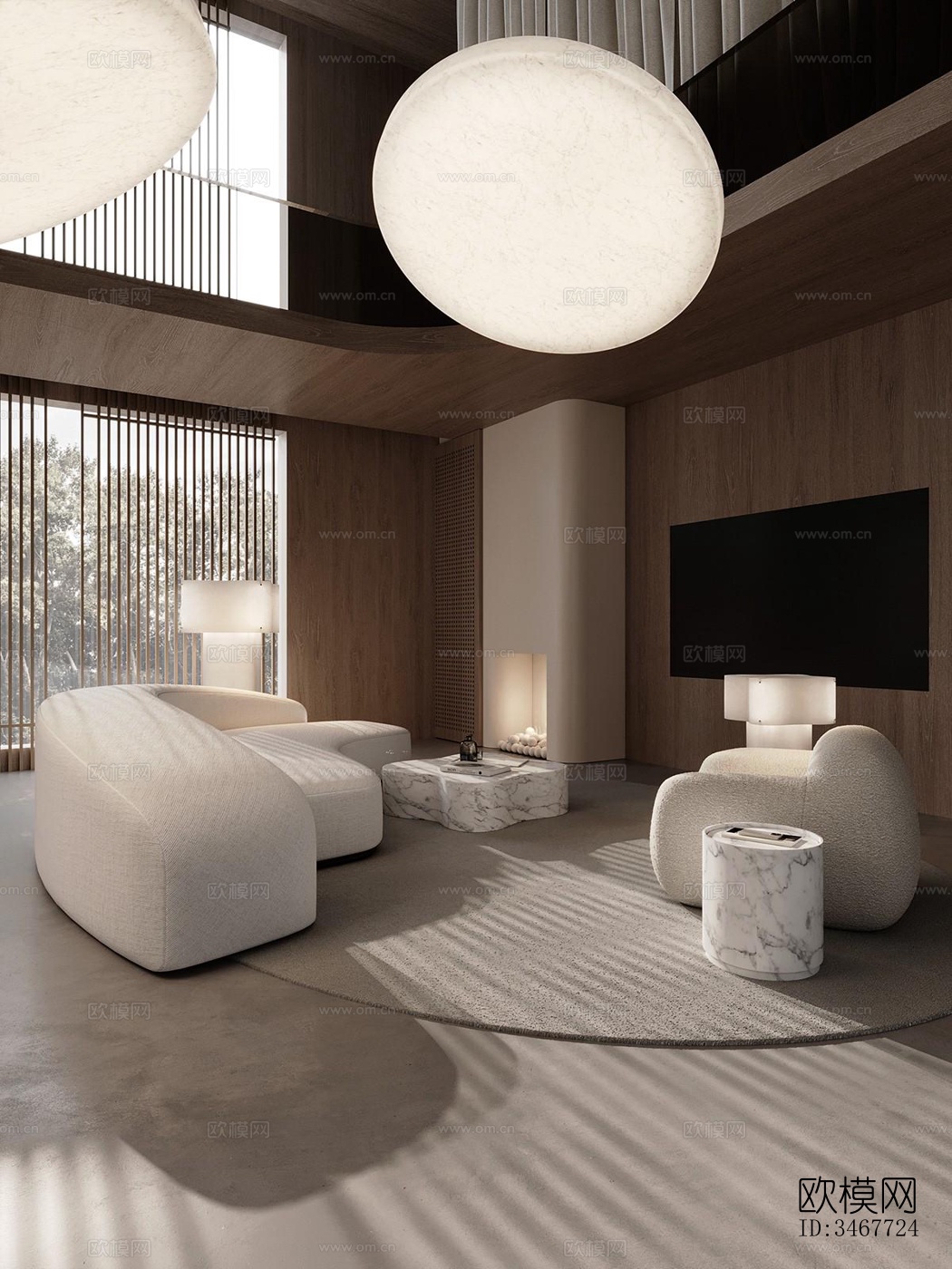 现代大平层效果图下载（渲染图7）