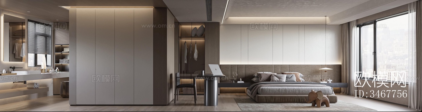 现代大平层效果图下载（渲染图7）