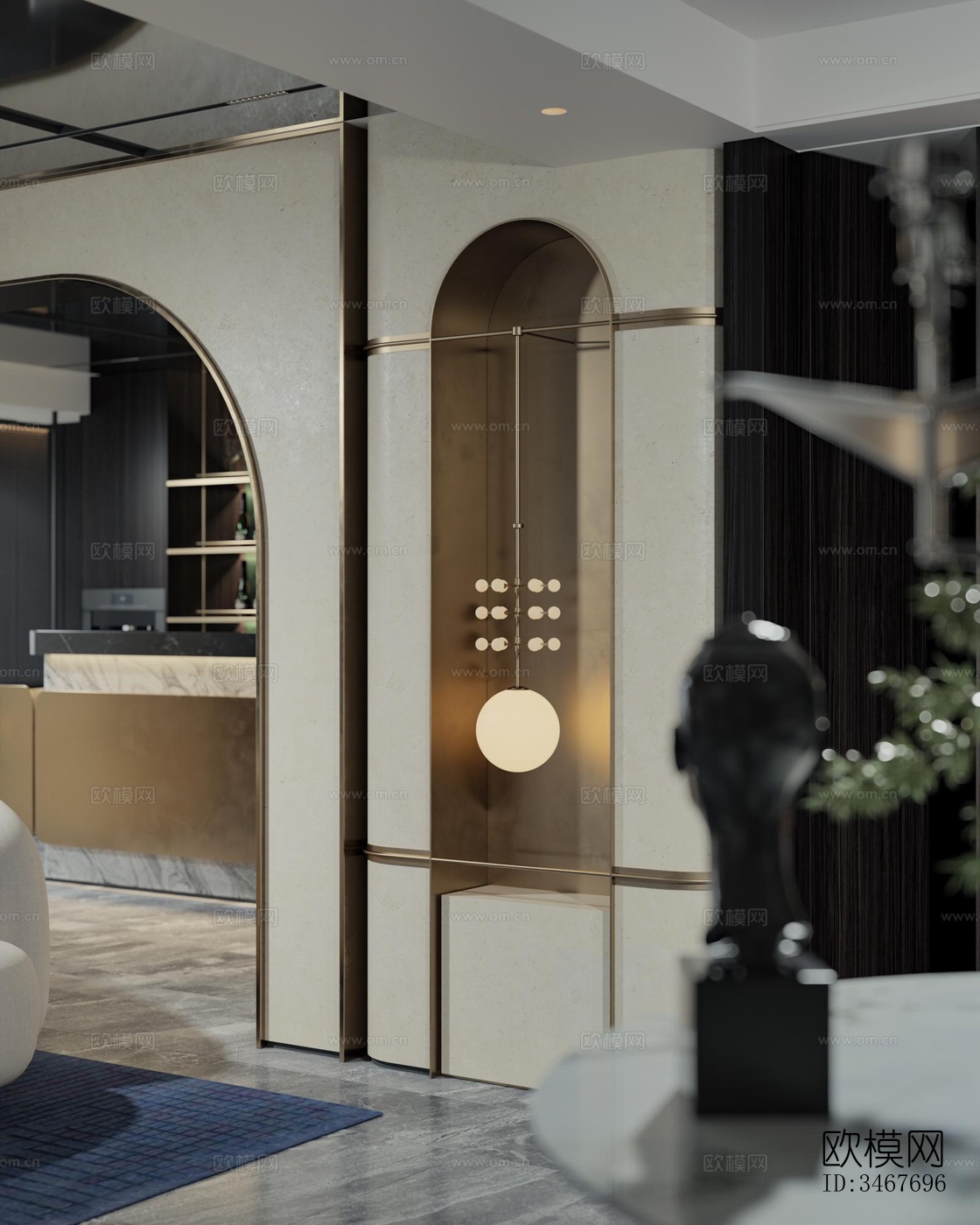 现代大平层效果图下载（渲染图5）