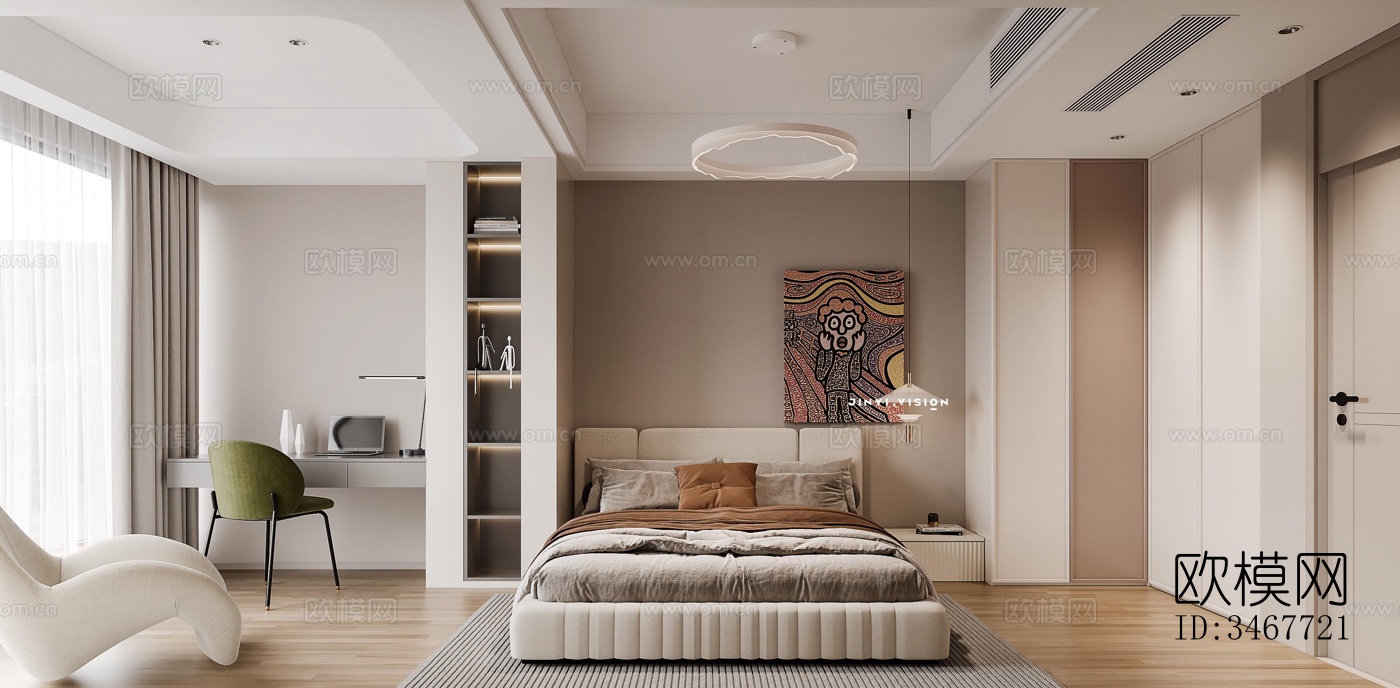 现代大平层效果图下载（渲染图6）