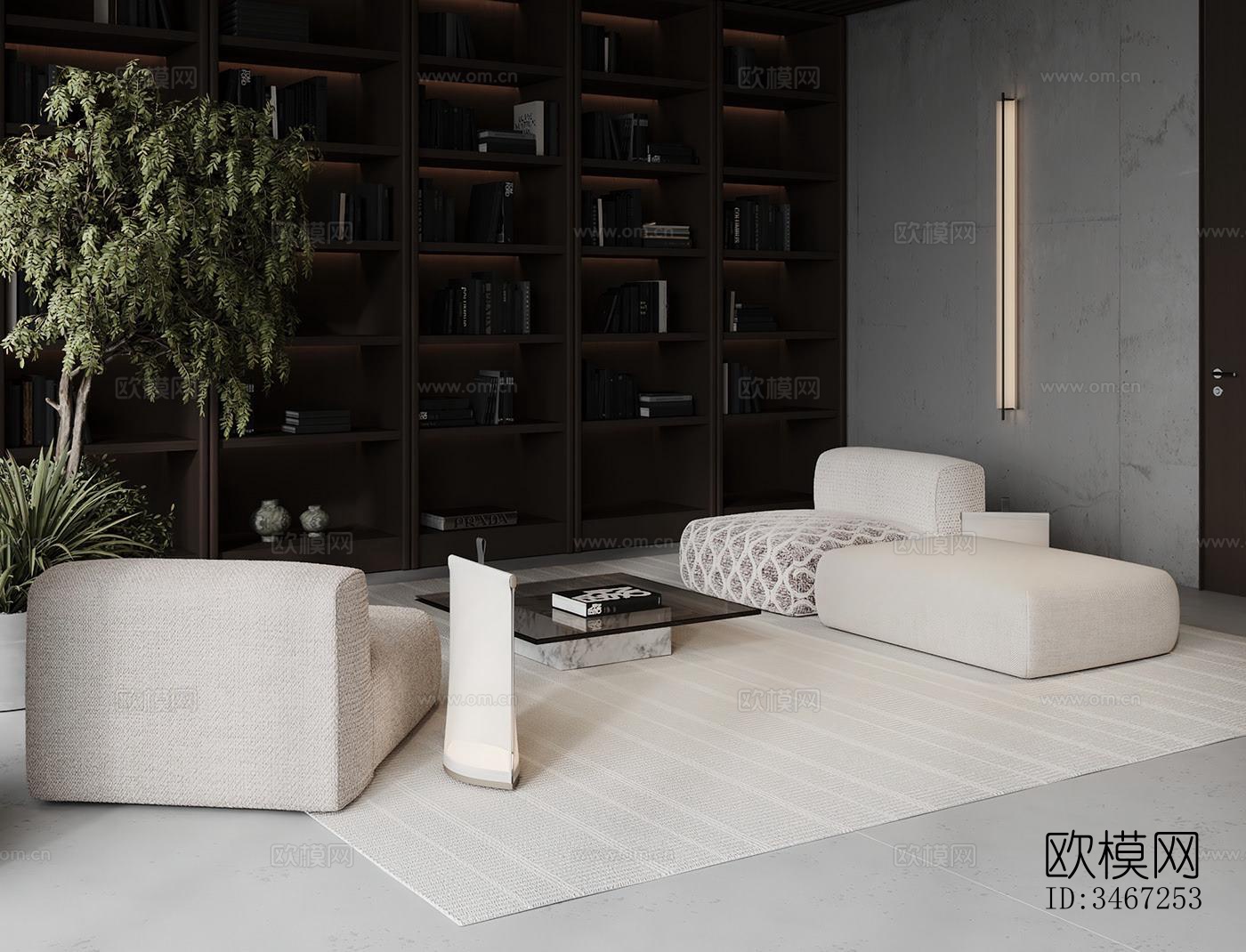 现代大平层效果图下载（渲染图12）