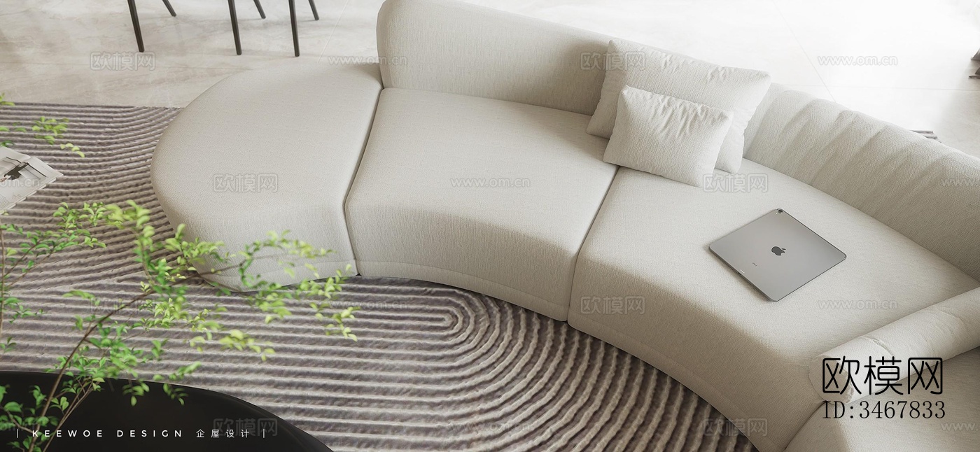 现代大平层效果图下载（渲染图5）