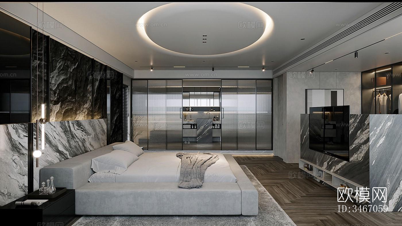 现代卧室效果图下载（渲染图3）