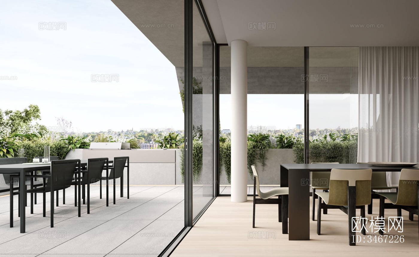 现代大平层效果图下载（渲染图18）