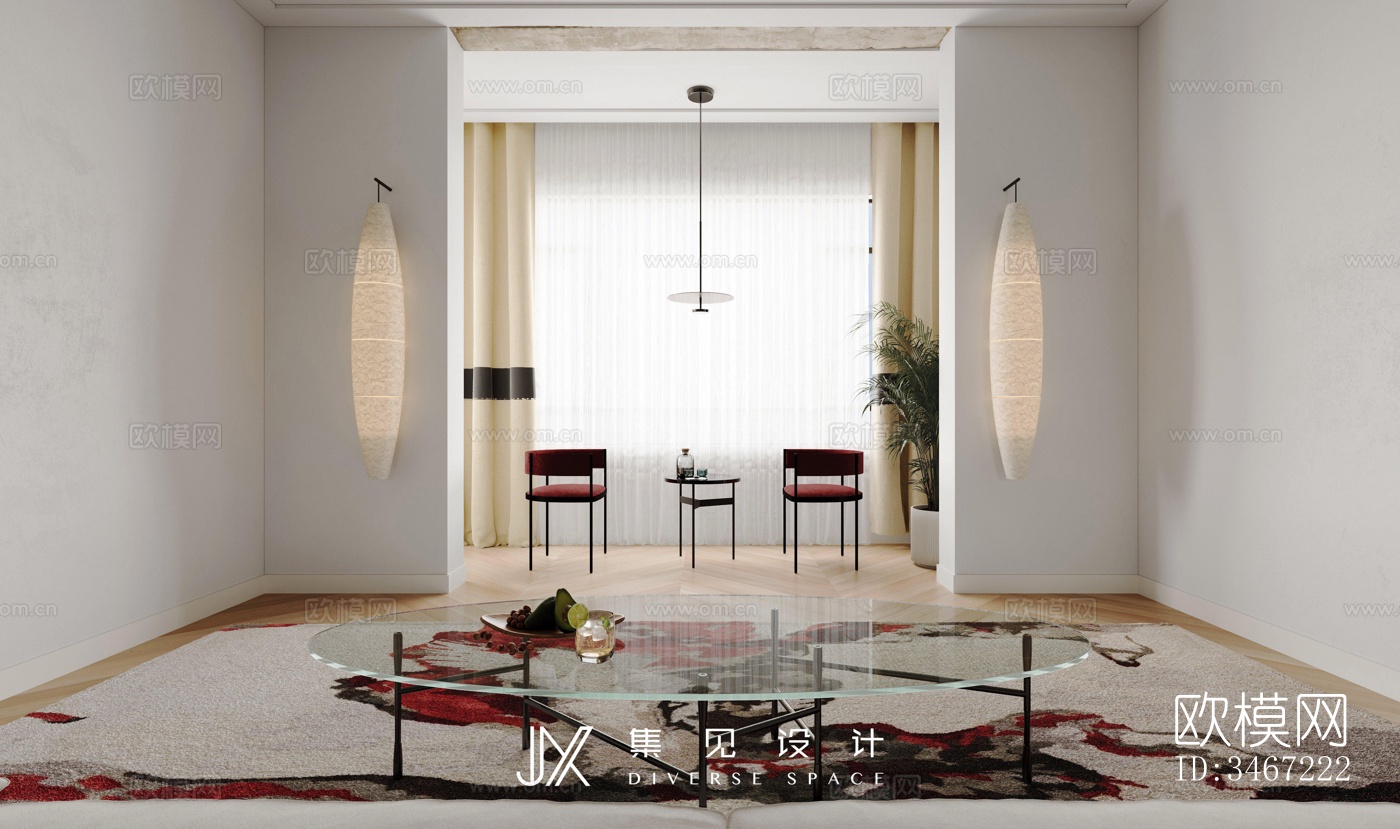 现代大平层效果图下载（渲染图16）