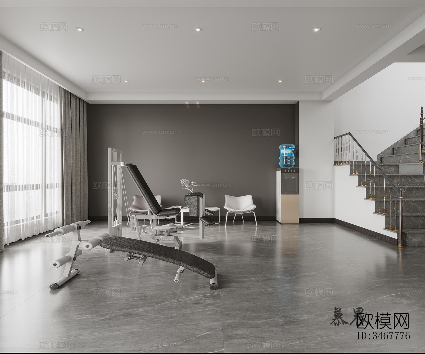 现代大平层效果图下载（渲染图7）