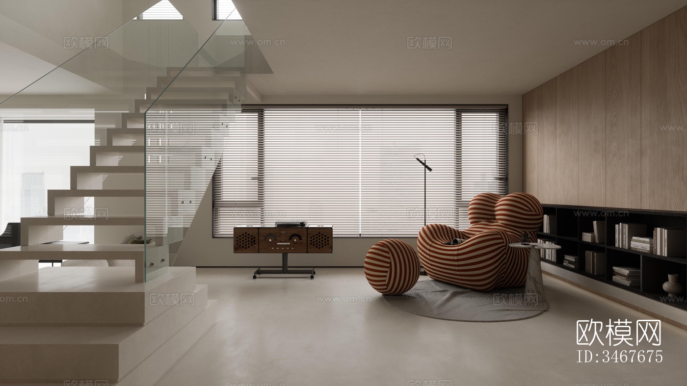 现代大平层效果图下载（渲染图15）