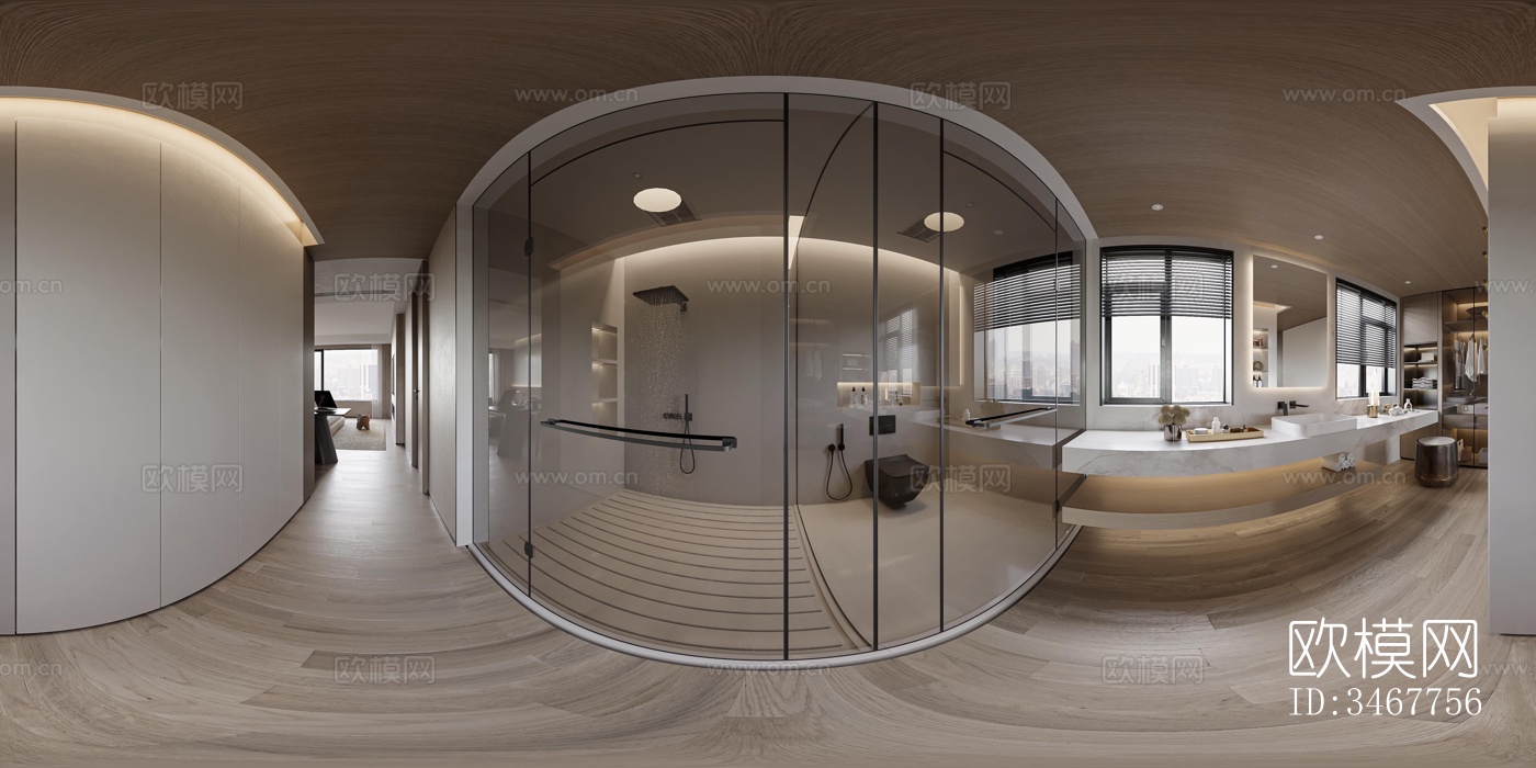 现代大平层效果图下载（渲染图6）