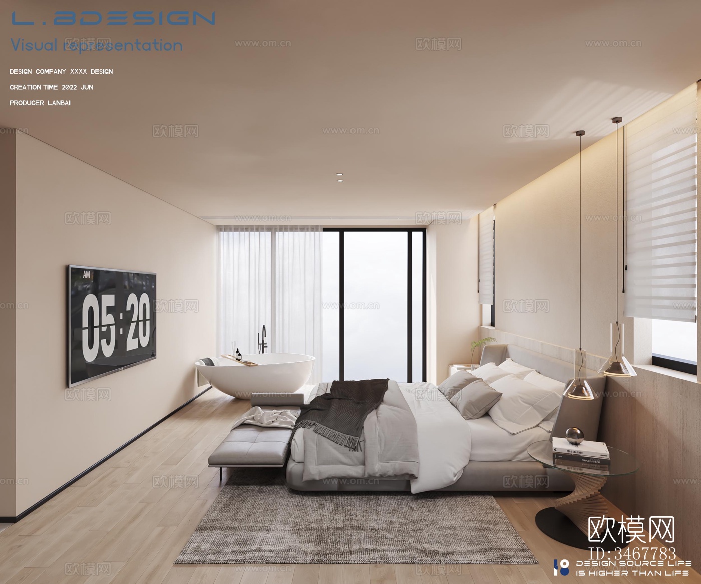 现代大平层效果图下载（渲染图5）