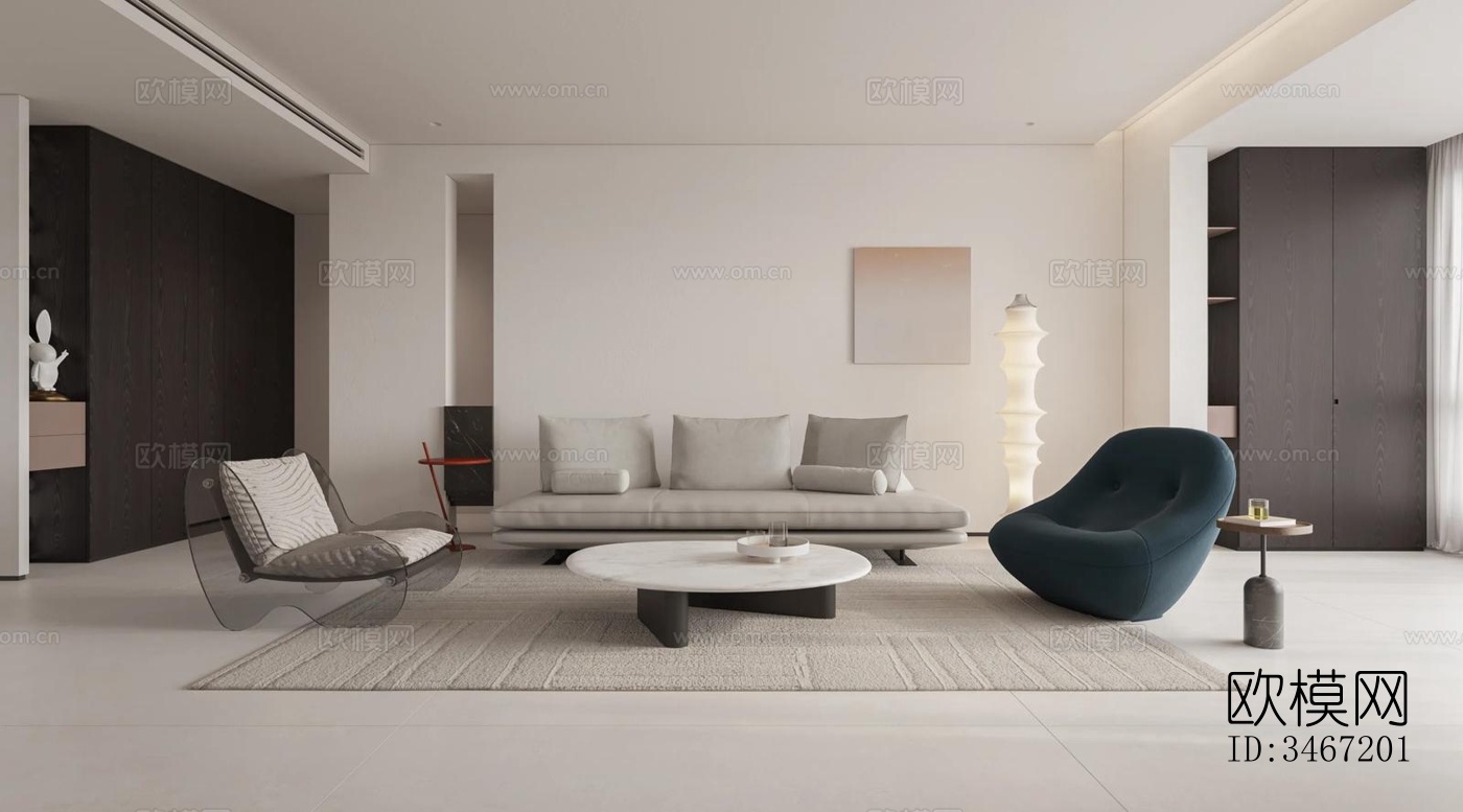 现代大平层效果图下载（渲染图2）