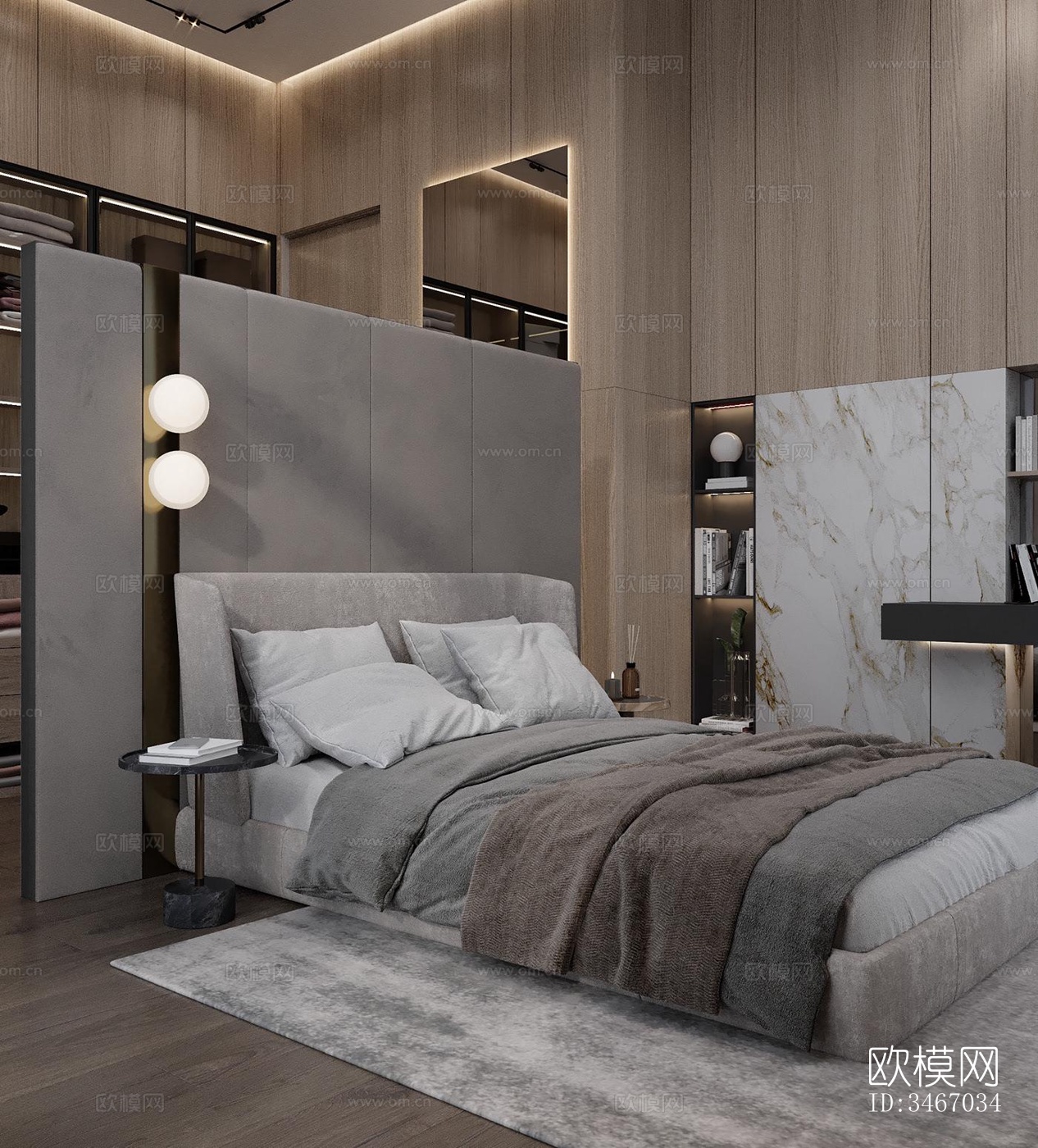 现代卧室效果图下载（渲染图2）