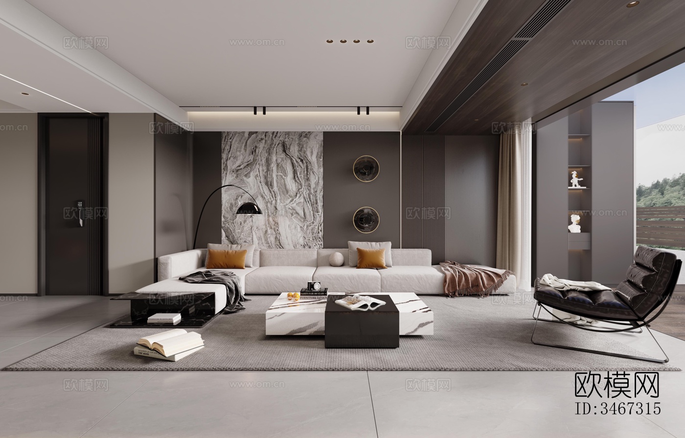 现代大平层效果图下载（渲染图7）