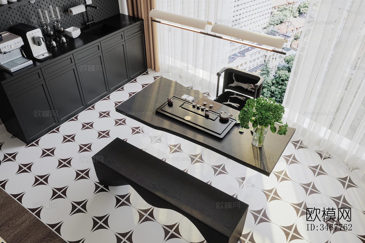 现代大平层效果图下载（渲染图6）