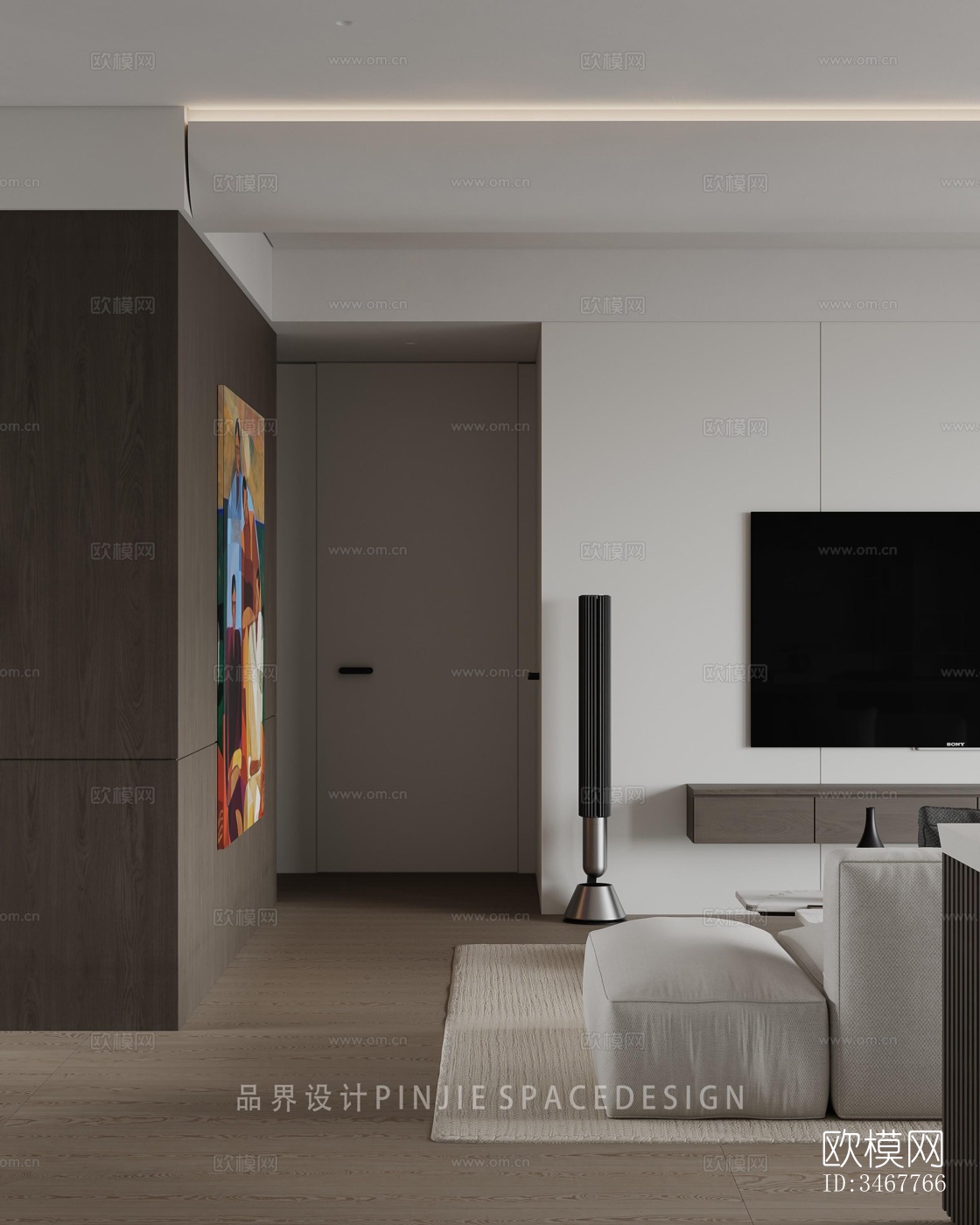 现代大平层效果图下载（渲染图12）