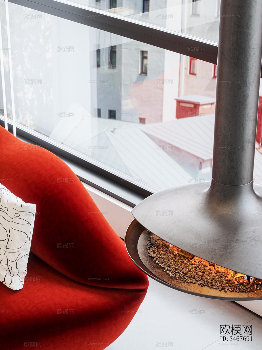 现代大平层效果图下载（渲染图15）