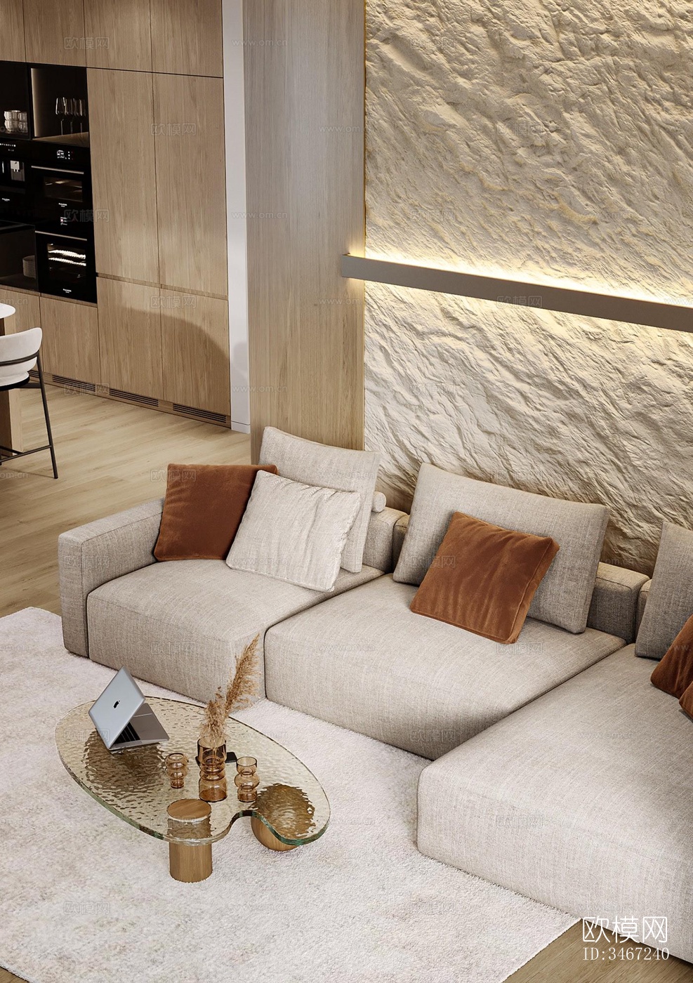 现代大平层效果图下载（渲染图7）