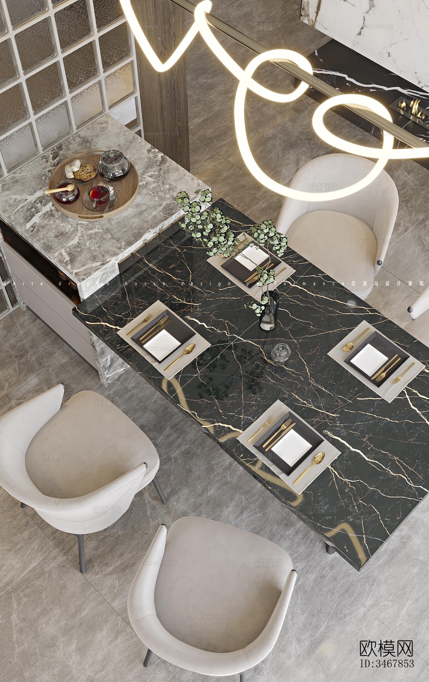 现代大平层效果图下载（渲染图7）